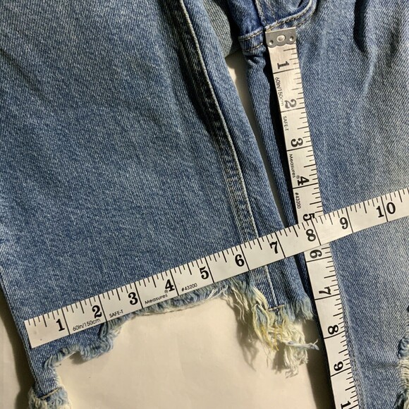 We The Free Jeans Women Size 25 Blue Distressed Maggie Mid Rise Straight Leg - Picture 7 of 13